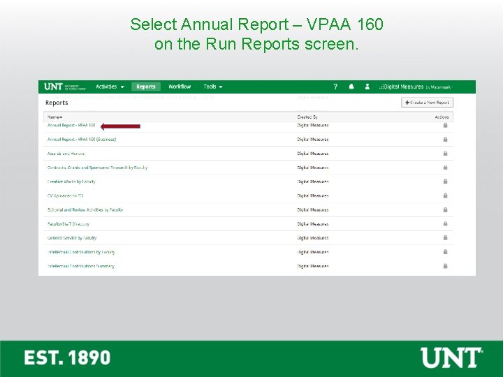 Select Annual Report – VPAA 160 on the Run Reports screen. 