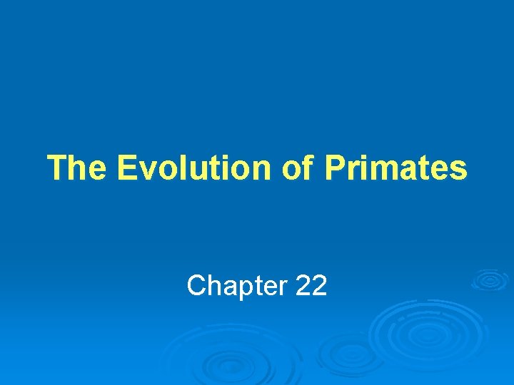 The Evolution of Primates Chapter 22 