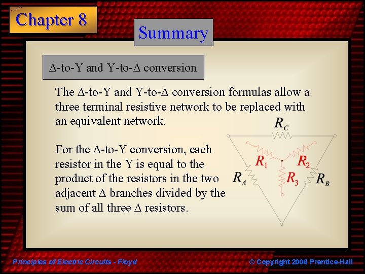 Chapter 8 Summary D-to-Y and Y-to-D conversion The D-to-Y and Y-to-D conversion formulas allow