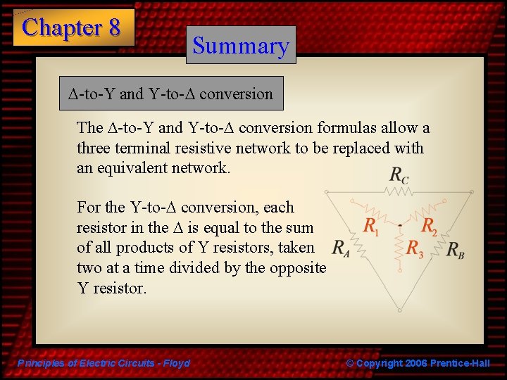 Chapter 8 Summary D-to-Y and Y-to-D conversion The D-to-Y and Y-to-D conversion formulas allow