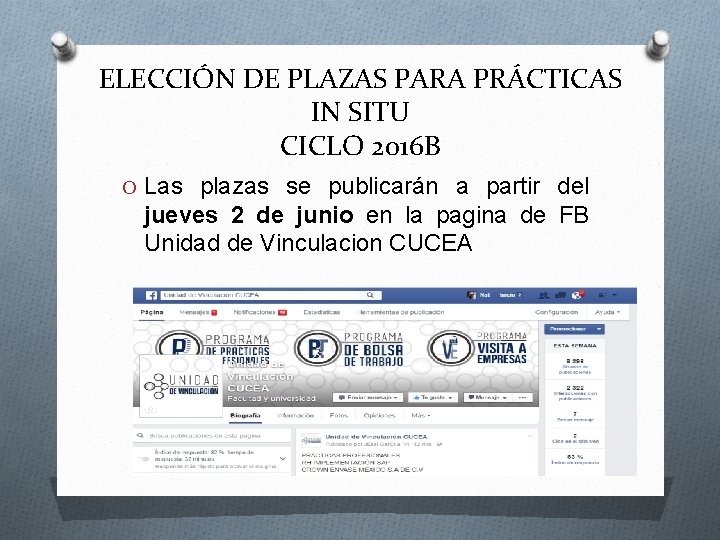 ELECCIÓN DE PLAZAS PARA PRÁCTICAS IN SITU CICLO 2016 B O Las plazas se