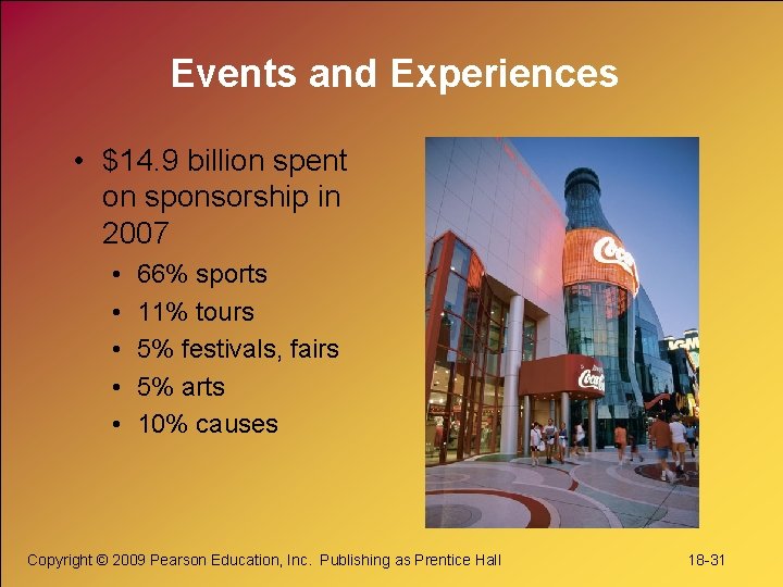 Events and Experiences • $14. 9 billion spent on sponsorship in 2007 • •