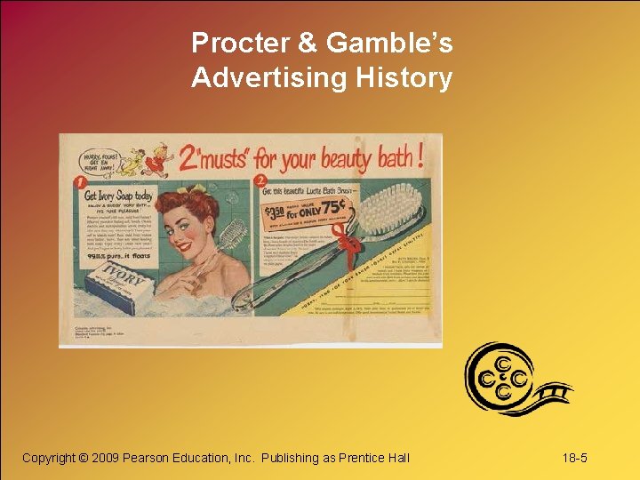 Procter & Gamble’s Advertising History Copyright © 2009 Pearson Education, Inc. Publishing as Prentice