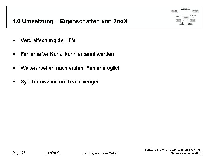 4. 6 Umsetzung – Eigenschaften von 2 oo 3 § Verdreifachung der HW §