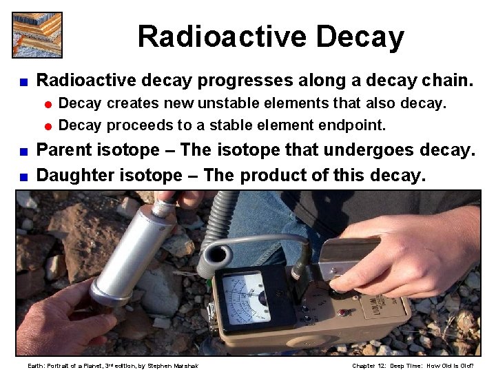 Radioactive Decay < Radioactive decay progresses along a decay chain. = Decay creates new