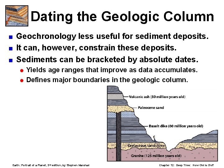 Dating the Geologic Column Geochronology less useful for sediment deposits. < It can, however,