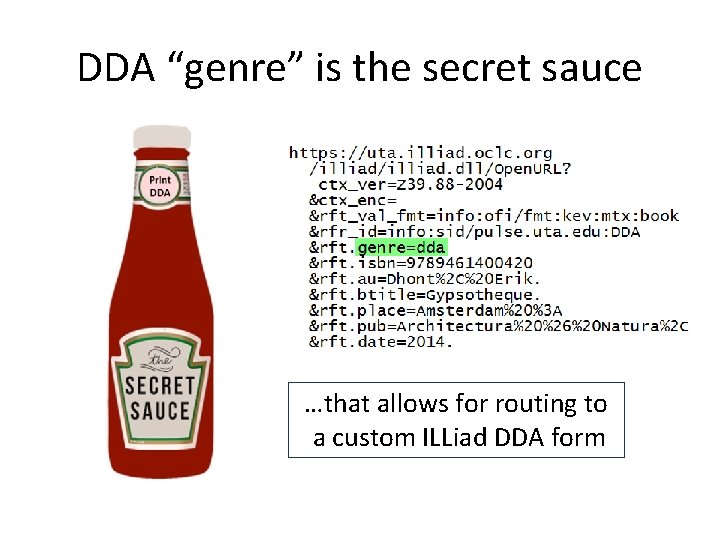 DDA “genre” is the secret sauce …that allows for routing to a custom ILLiad