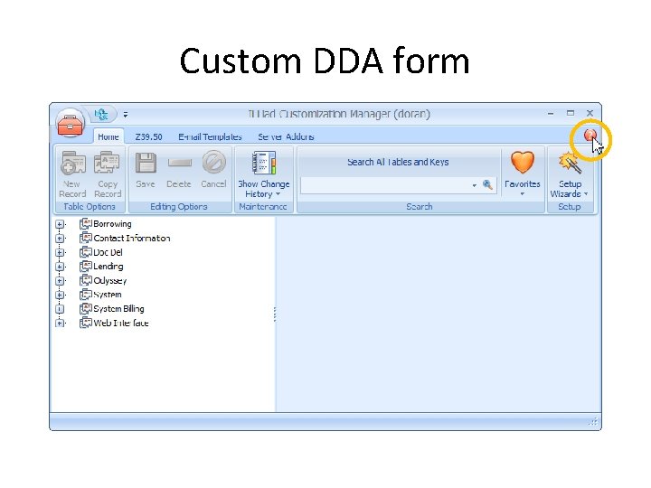 Custom DDA form 