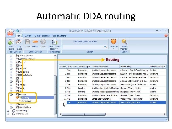 Automatic DDA routing 