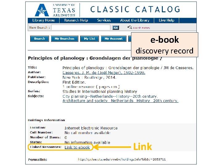 e-book discovery record Link 