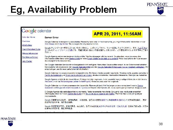Eg, Availability Problem APR 20, 2011, 11: 56 AM 38 