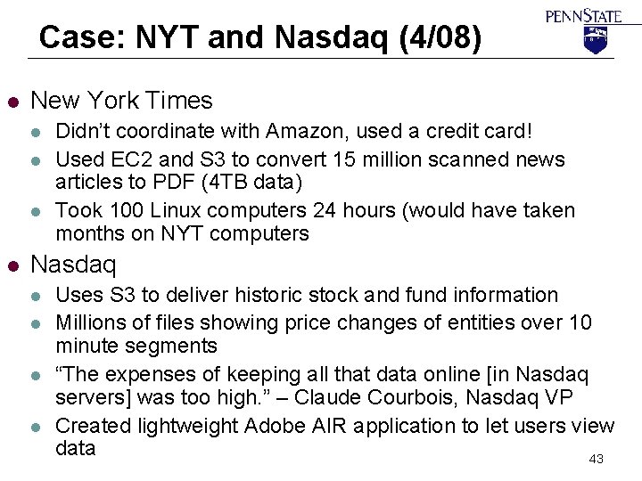 Case: NYT and Nasdaq (4/08) l New York Times l l Didn’t coordinate with