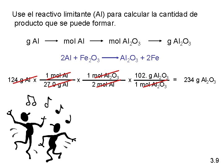 Use el reactivo limitante (Al) para calcular la cantidad de producto que se puede