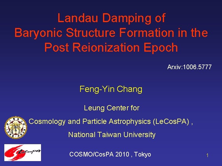 Landau Damping of Baryonic Structure Formation in the Post Reionization Epoch Arxiv: 1006. 5777