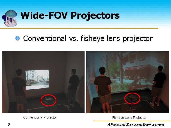 Wide-FOV Projectors Conventional vs. fisheye lens projector Conventional Projector 3 Fisheye-Lens Projector A Personal