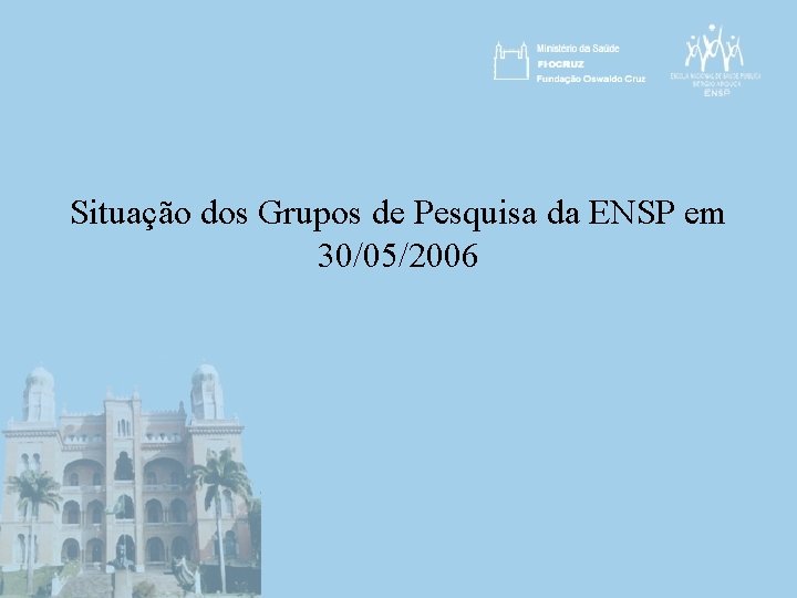 Situação dos Grupos de Pesquisa da ENSP em 30/05/2006 