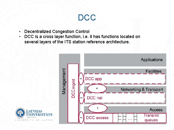 DCC • Decentralized Congestion Control • DCC is a cross layer function, i. e.