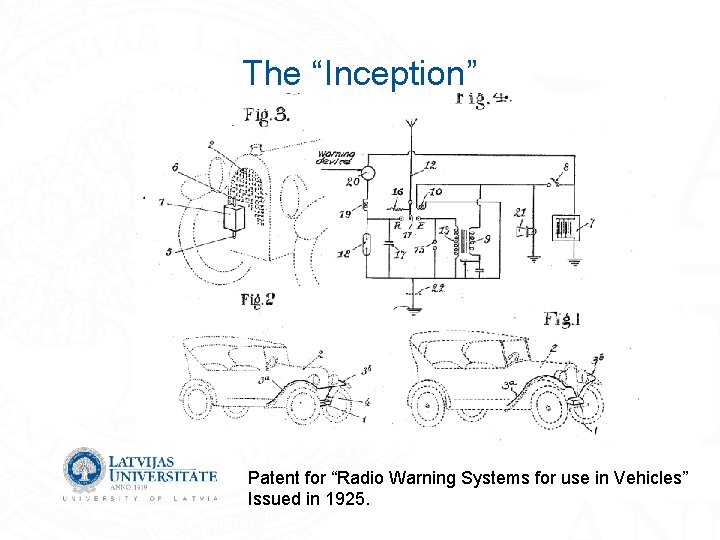 The “Inception” Patent for “Radio Warning Systems for use in Vehicles” Issued in 1925.