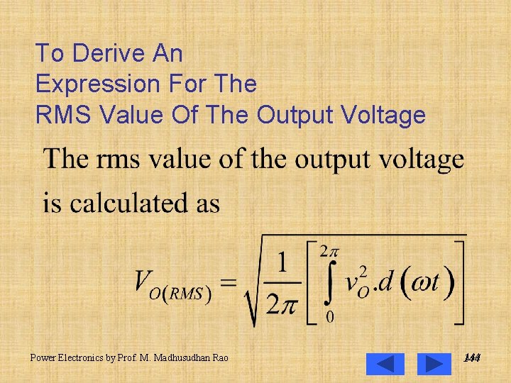 To Derive An Expression For The RMS Value Of The Output Voltage Power Electronics