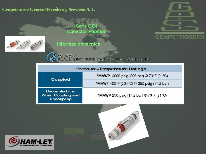 Genpetroserv General Petróleos y Servicios S. A. Serie QC 4 Conector Rápidos Información técnica