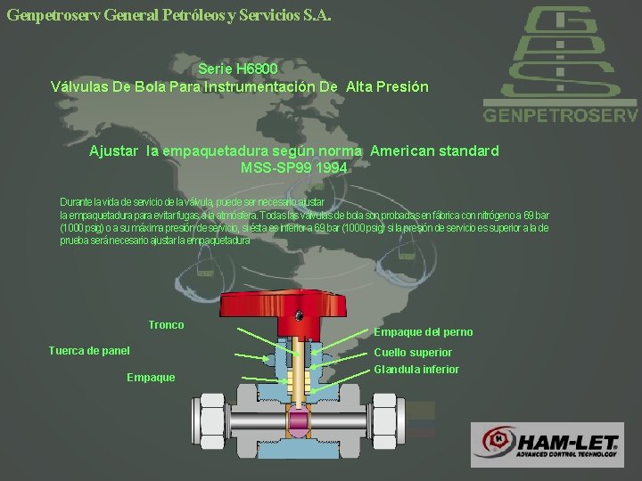 Genpetroserv General Petróleos y Servicios S. A. Serie H 6800 Válvulas De Bola Para