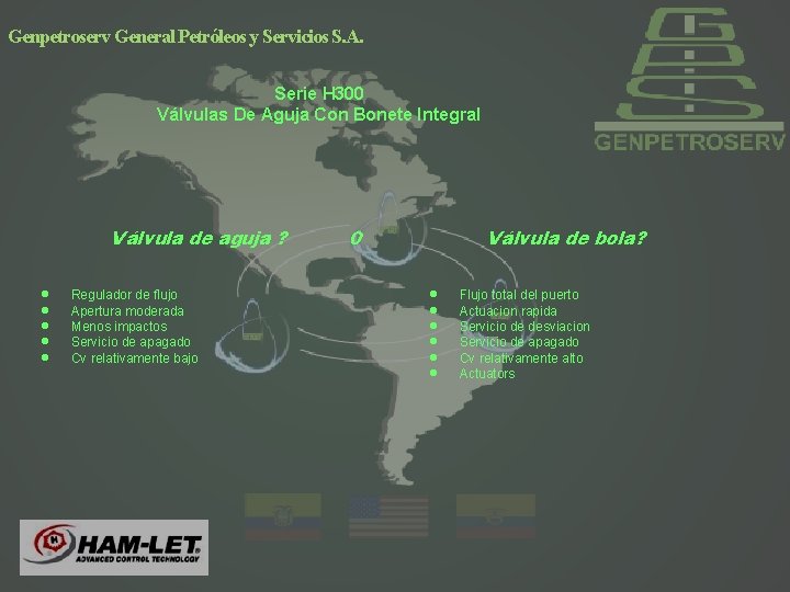 Genpetroserv General Petróleos y Servicios S. A. Serie H 300 Válvulas De Aguja Con