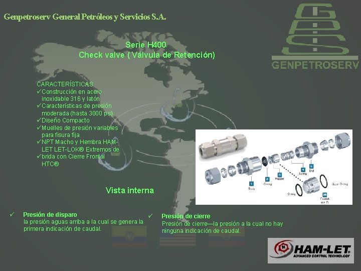 Genpetroserv General Petróleos y Servicios S. A. Serie H 400 Check valve ( Válvula