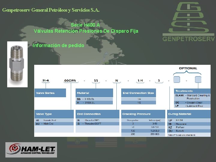 Genpetroserv General Petróleos y Servicios S. A. Serie H 400 A Válvulas Retención Presiones