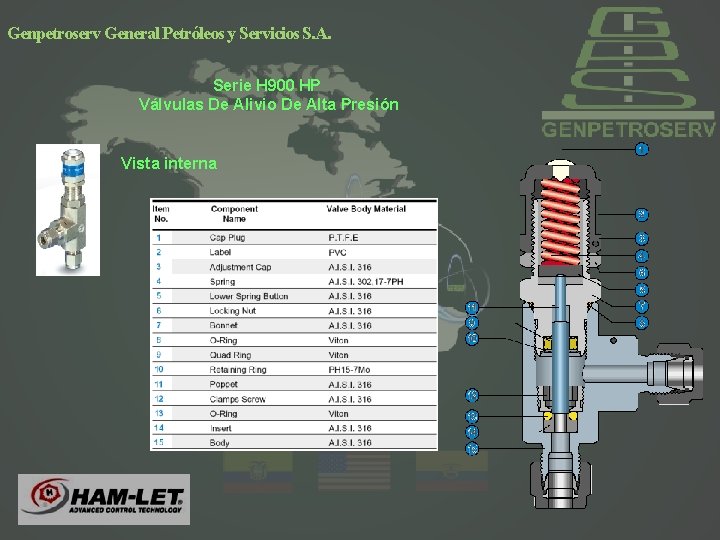 Genpetroserv General Petróleos y Servicios S. A. Serie H 900 HP Válvulas De Alivio