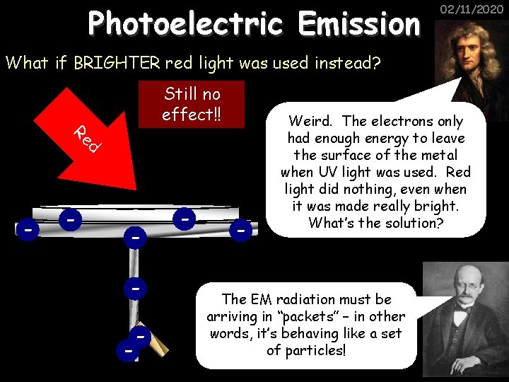 Photoelectric Emission 02/11/2020 What if BRIGHTER red light was used instead? Still no effect!!