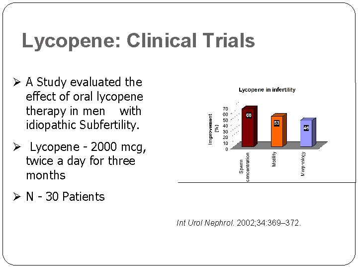 Lycopene: Clinical Trials Ø A Study evaluated the effect of oral lycopene therapy in