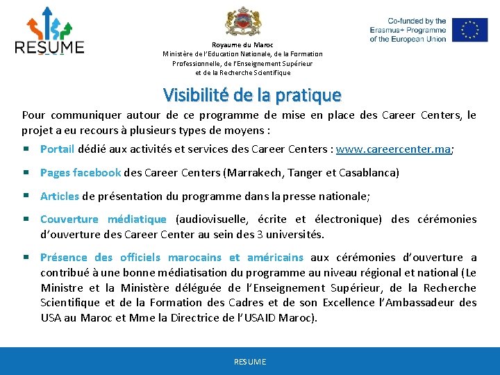 Royaume du Maroc Ministère de l’Education Nationale, de la Formation Professionnelle, de l’Enseignement Supérieur