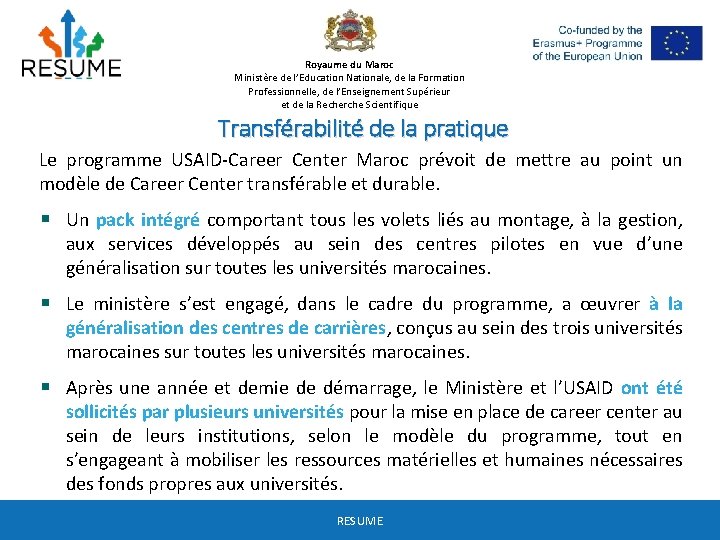 Royaume du Maroc Ministère de l’Education Nationale, de la Formation Professionnelle, de l’Enseignement Supérieur