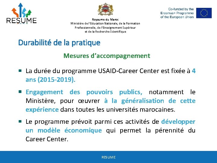 Royaume du Maroc Ministère de l’Education Nationale, de la Formation Professionnelle, de l’Enseignement Supérieur