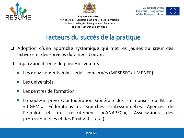 Royaume du Maroc Ministère de l’Education Nationale, de la Formation Professionnelle, de l’Enseignement Supérieur