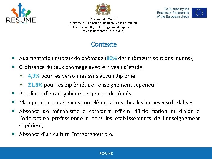 Royaume du Maroc Ministère de l’Education Nationale, de la Formation Professionnelle, de l’Enseignement Supérieur
