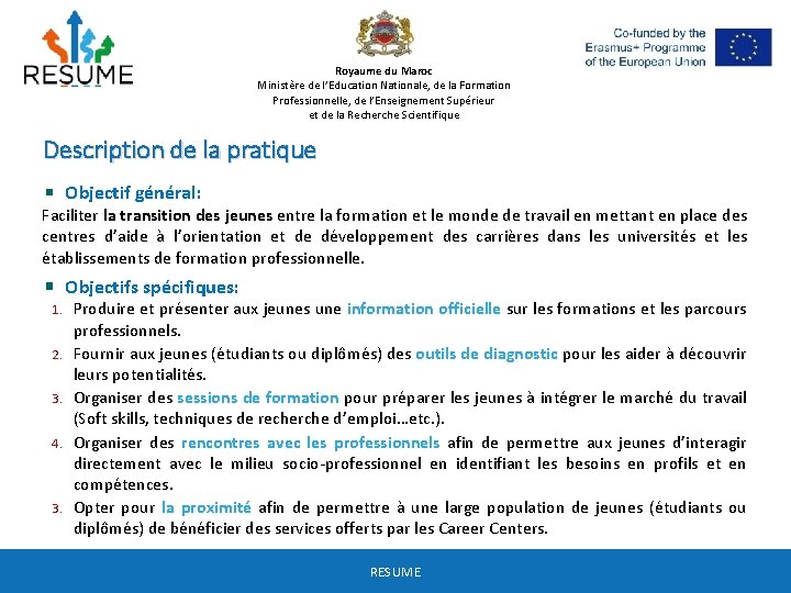 Royaume du Maroc Ministère de l’Education Nationale, de la Formation Professionnelle, de l’Enseignement Supérieur