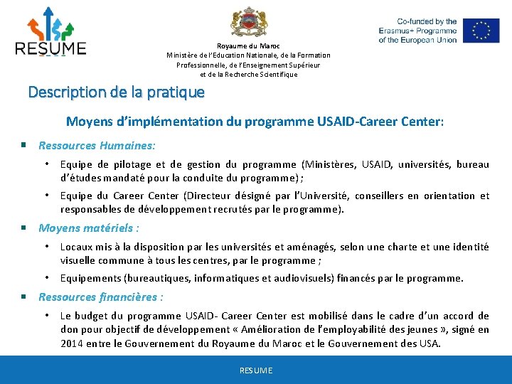 Royaume du Maroc Ministère de l’Education Nationale, de la Formation Professionnelle, de l’Enseignement Supérieur