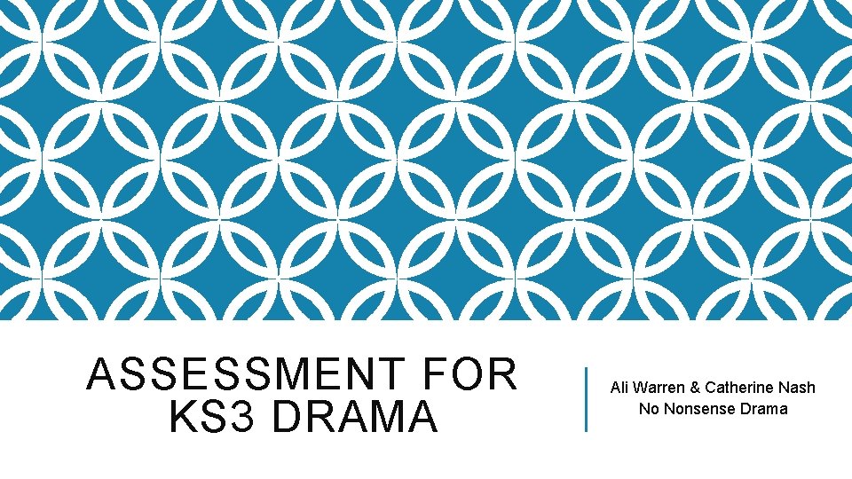 ASSESSMENT FOR KS 3 DRAMA Ali Warren & Catherine Nash No Nonsense Drama 