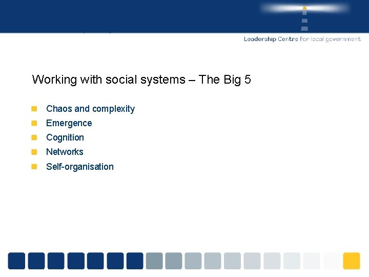 Working with social systems – The Big 5 Chaos and complexity Emergence Cognition Networks