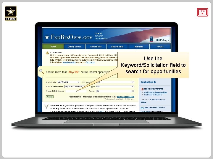 33 Use the Keyword/Solicitation field to search for opportunities 