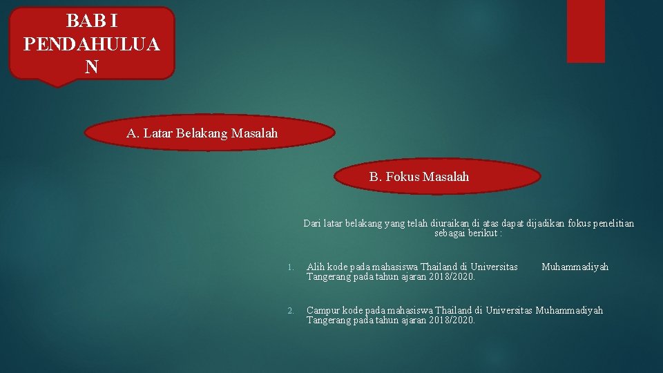 BAB I PENDAHULUA N A. Latar Belakang Masalah B. Fokus Masalah Dari latar belakang