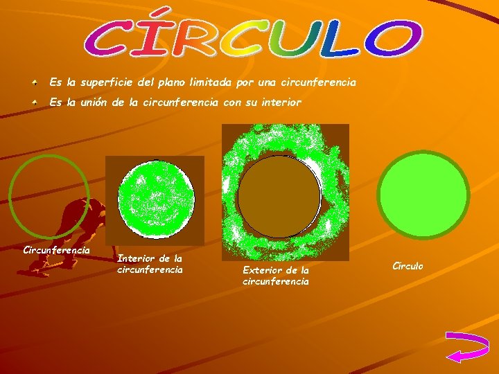 Es la superficie del plano limitada por una circunferencia Es la unión de la