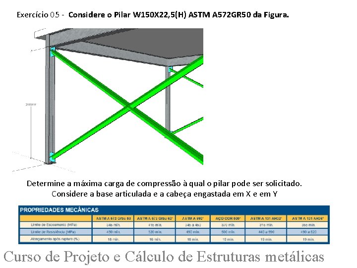 Exercício 05 - Considere o Pilar W 150 X 22, 5(H) ASTM A 572