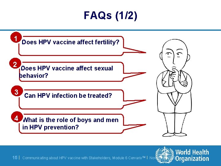 FAQs (1/2) 1 Does HPV vaccine affect fertility? 2 Does HPV vaccine affect sexual