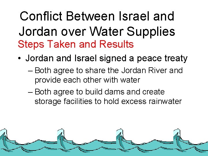 Conflict Between Israel and Jordan over Water Supplies Steps Taken and Results • Jordan