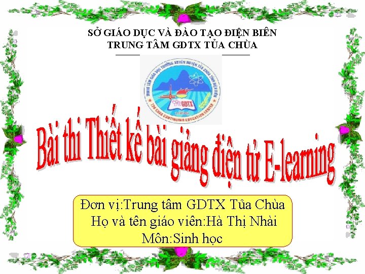 SỞ GIÁO DỤC VÀ ĐÀO TẠO ĐIỆN BIÊN TRUNG T M GDTX TỦA CHÙA