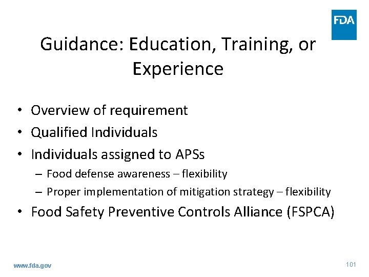 Guidance: Education, Training, or Experience • Overview of requirement • Qualified Individuals • Individuals