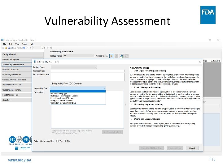 Vulnerability Assessment www. fda. gov 112 Vulnerability Assessment www. fda. gov 112