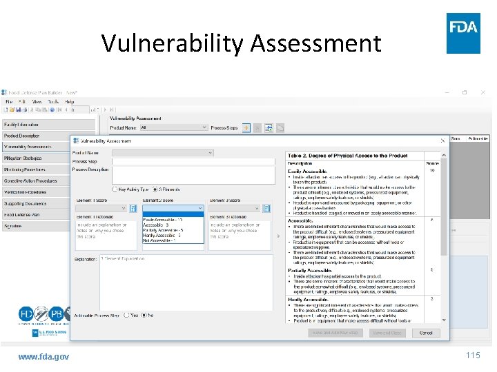 Vulnerability Assessment www. fda. gov 115 